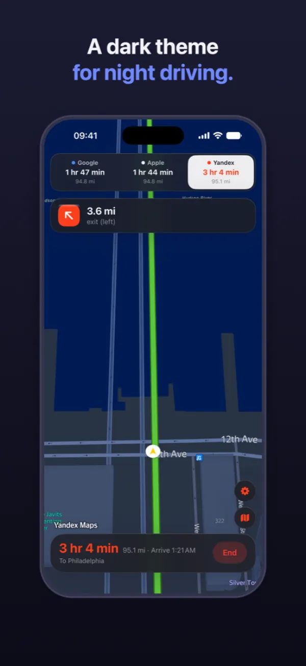 A dark theme for night driving